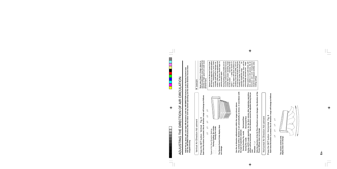 Friedrich MR09Y1F, MR12Y1F operation manual Adjusting the Direction of AIR Circulation, Types of Air flow Direction Setting 