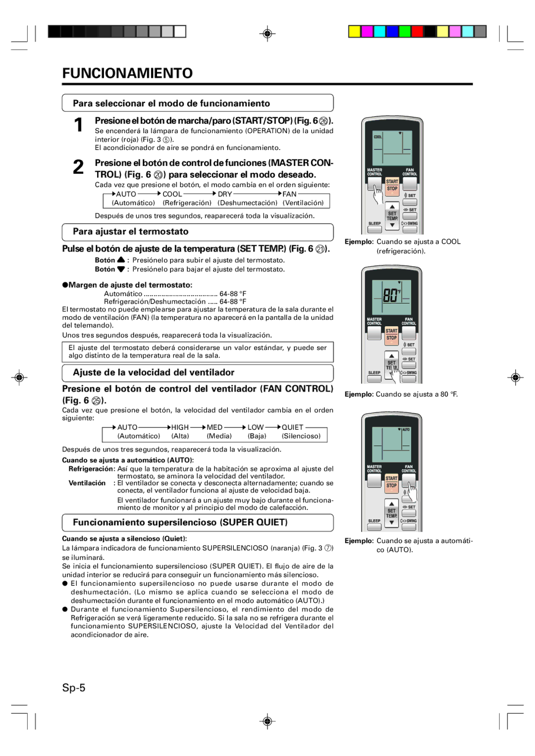 Friedrich MR09Y1F, MR12Y1F Funcionamiento, Para seleccionar el modo de funcionamiento, Para ajustar el termostato 