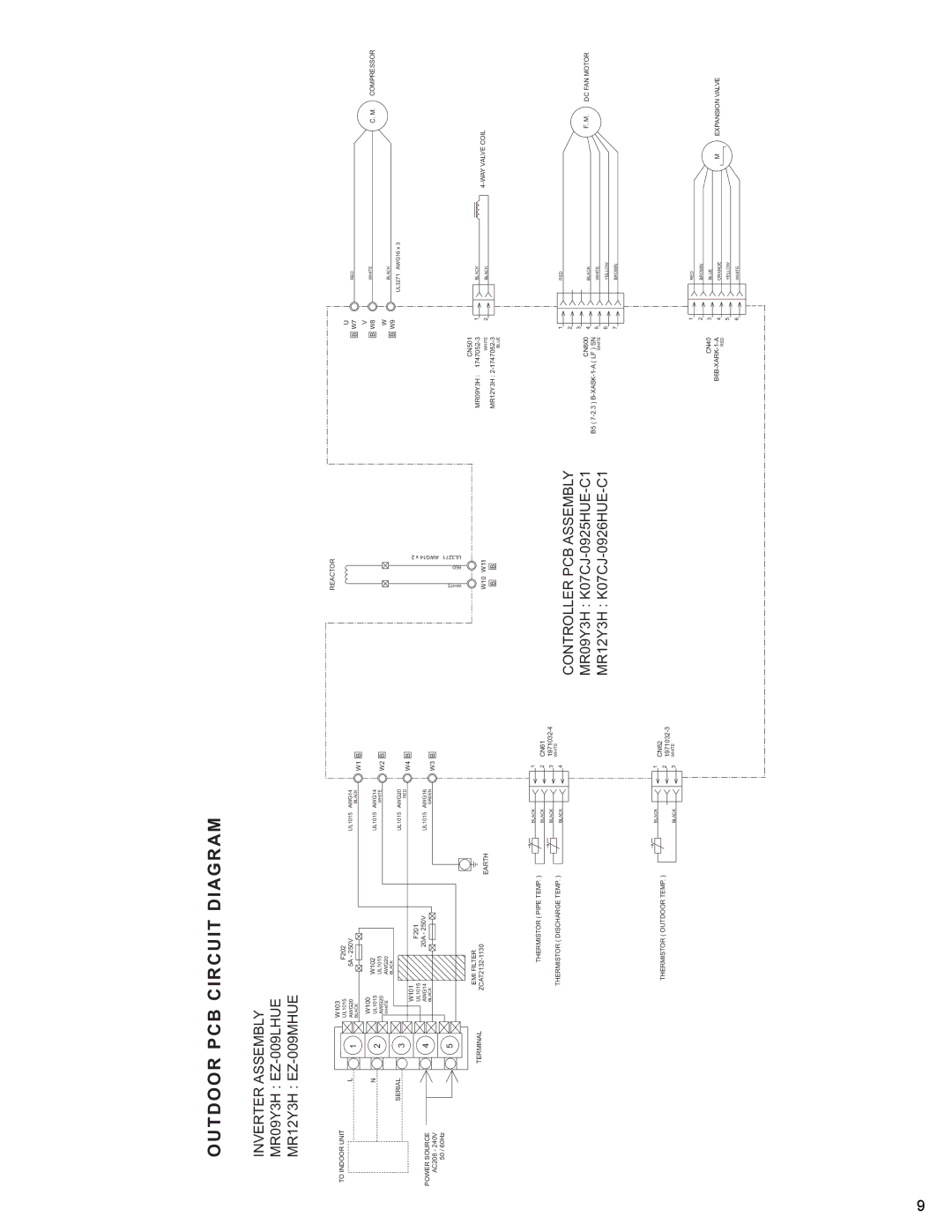 Friedrich MR09Y3H, MR12Y3H manual Outdoor PCB Circuit Diagram 