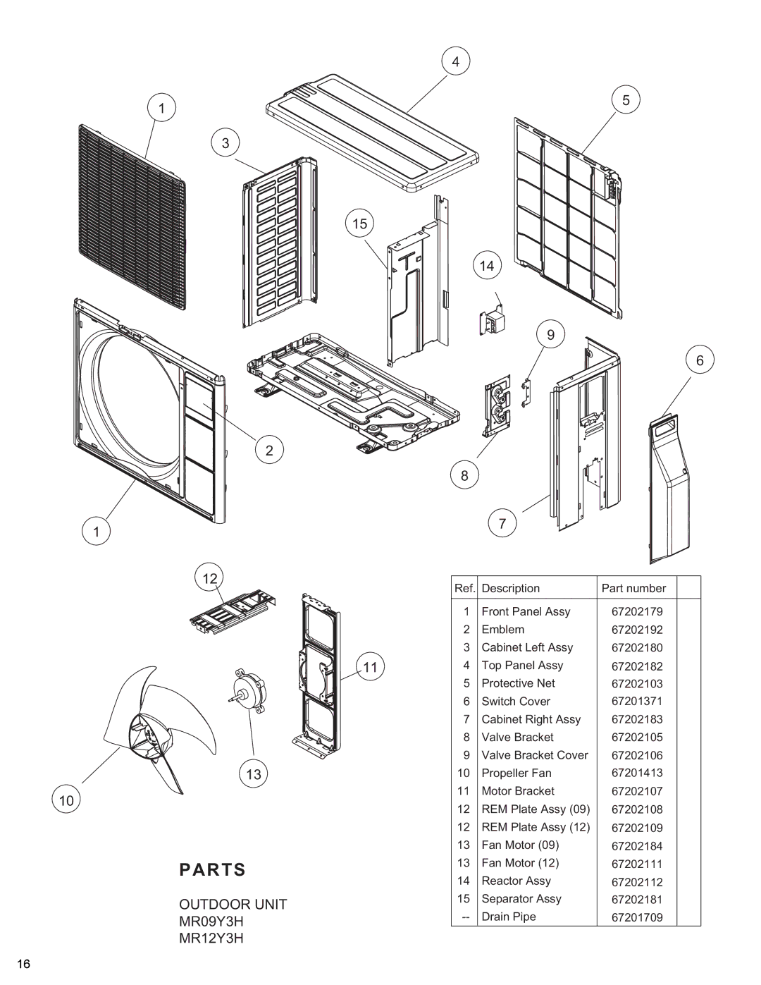 Friedrich MR12Y3H manual MR09Y3H 