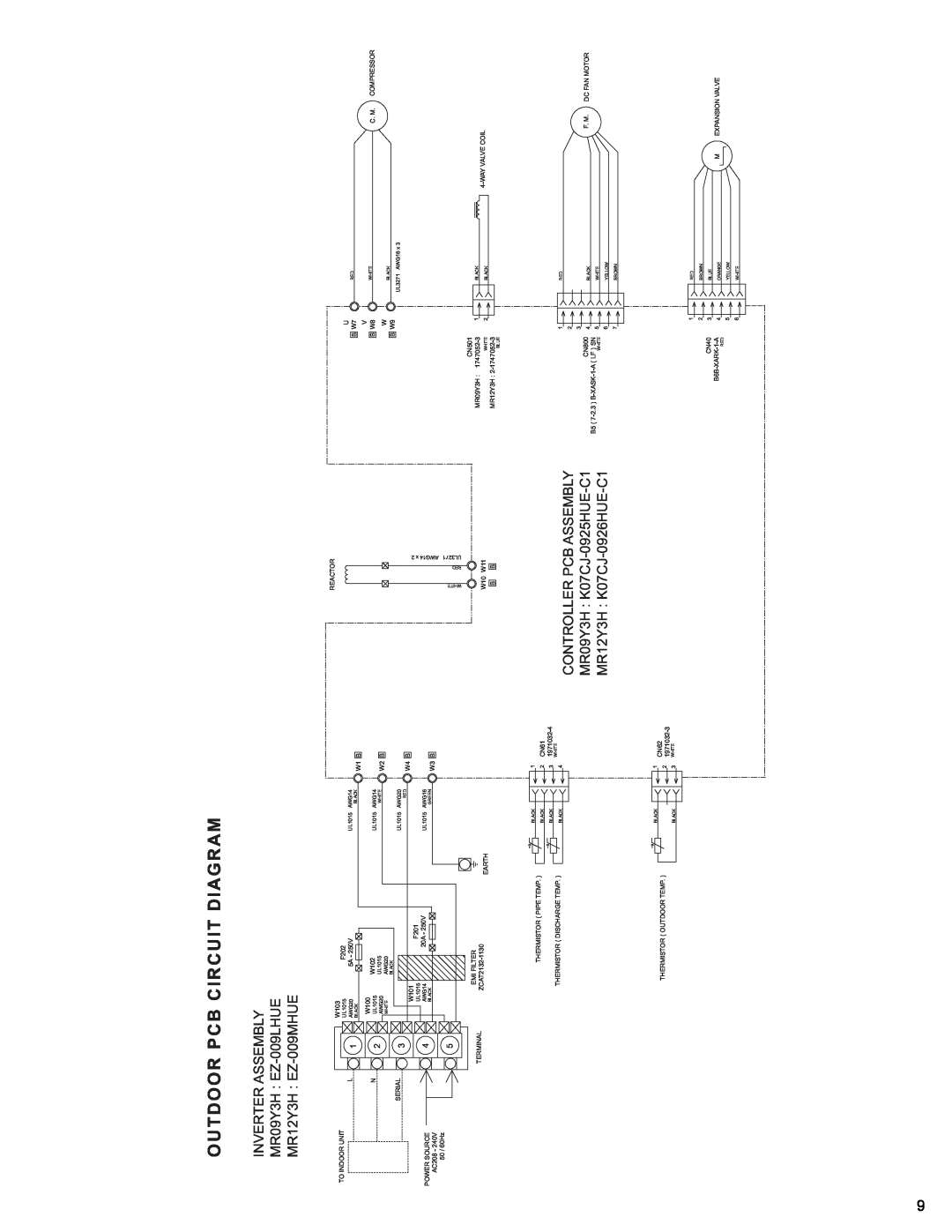 Friedrich manual Outdoor Pcb Circuit Diagram, INVERTER ASSEMBLY MR09Y3H EZ-009LHUE, MR12Y3H EZ-009MHUE 