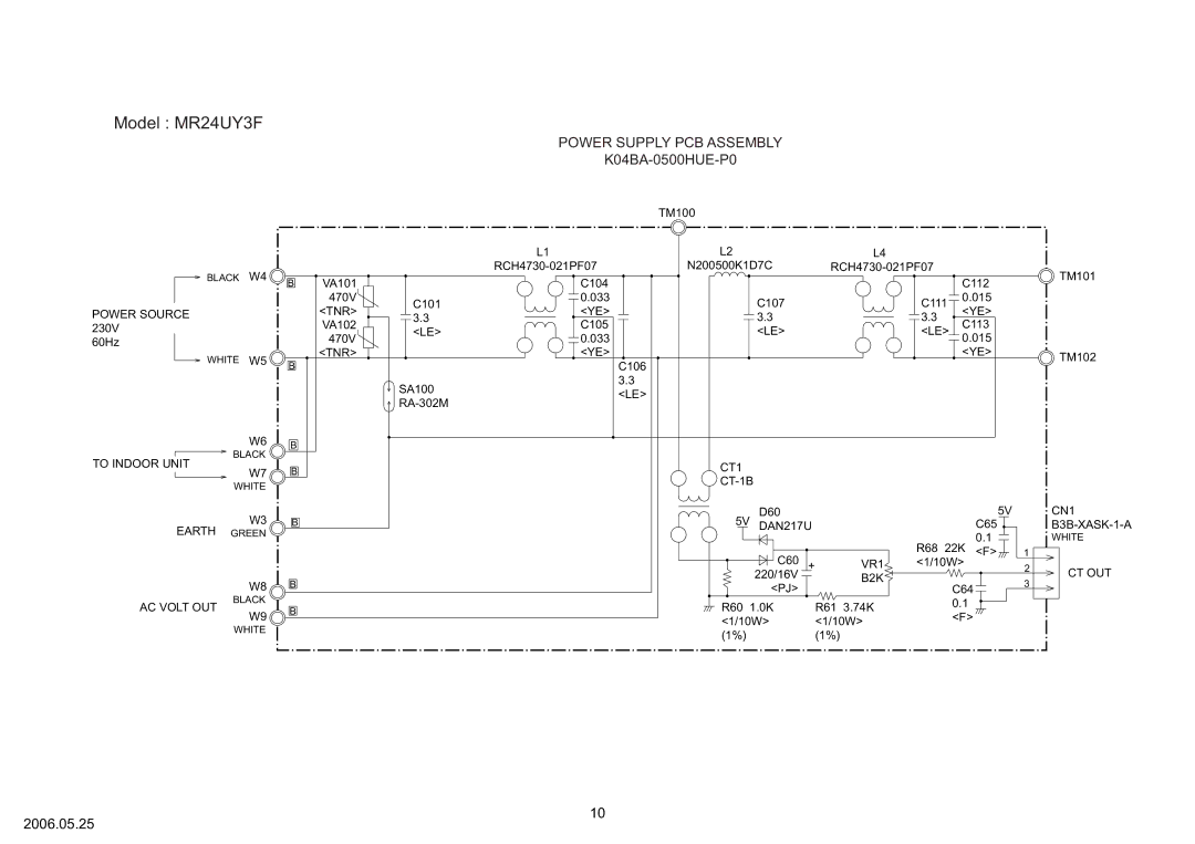 Friedrich MC24Y3F, MR24UY3F specifications Power Supply PCB Assembly 