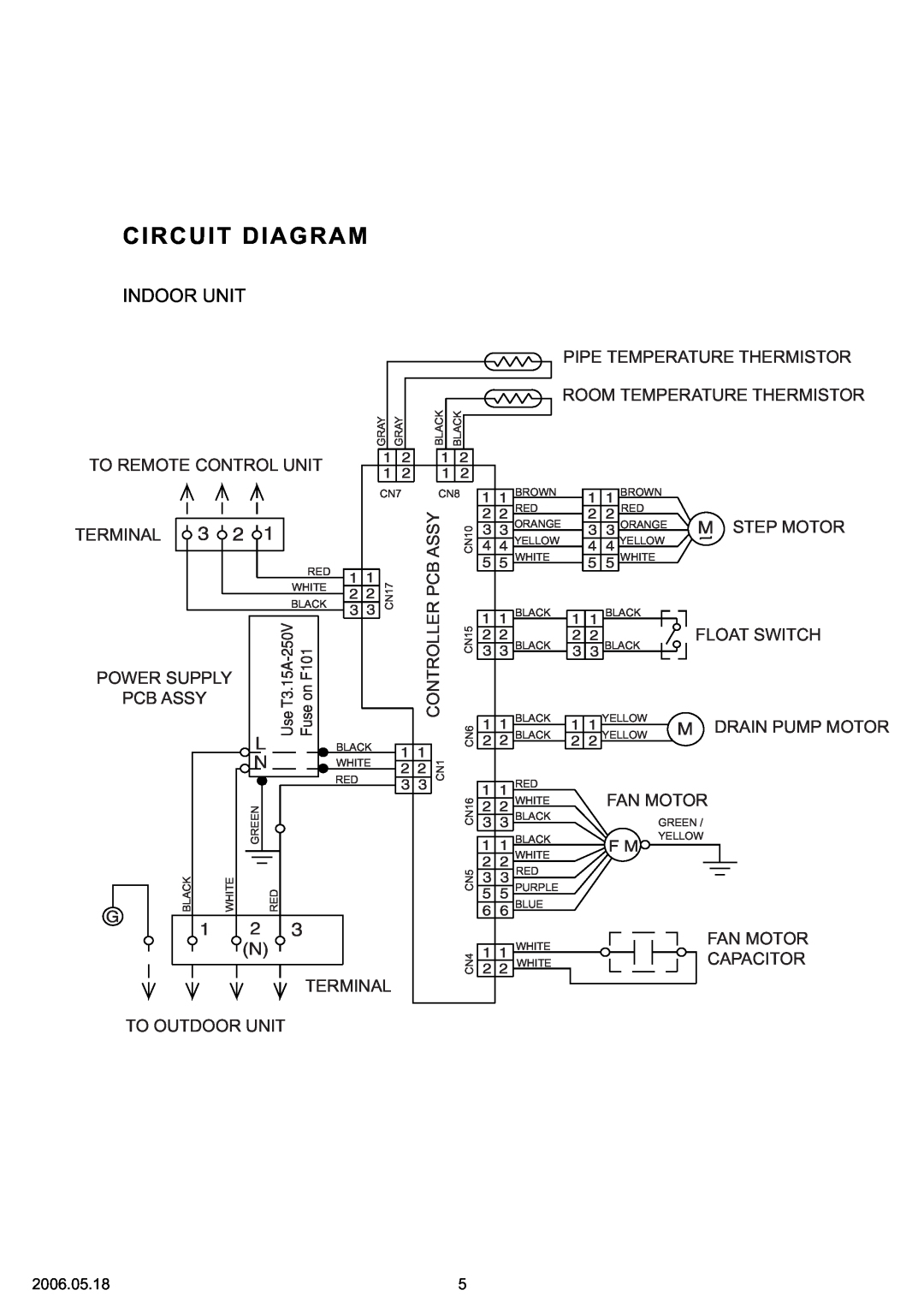 Friedrich MR24UY3F, MC24Y3F specifications Circuit Diagram, Indoor Unit 