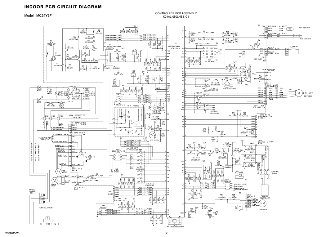 Friedrich MR24UY3F specifications Indoor Pcb Circuit Diagram, Model MC24Y3F 