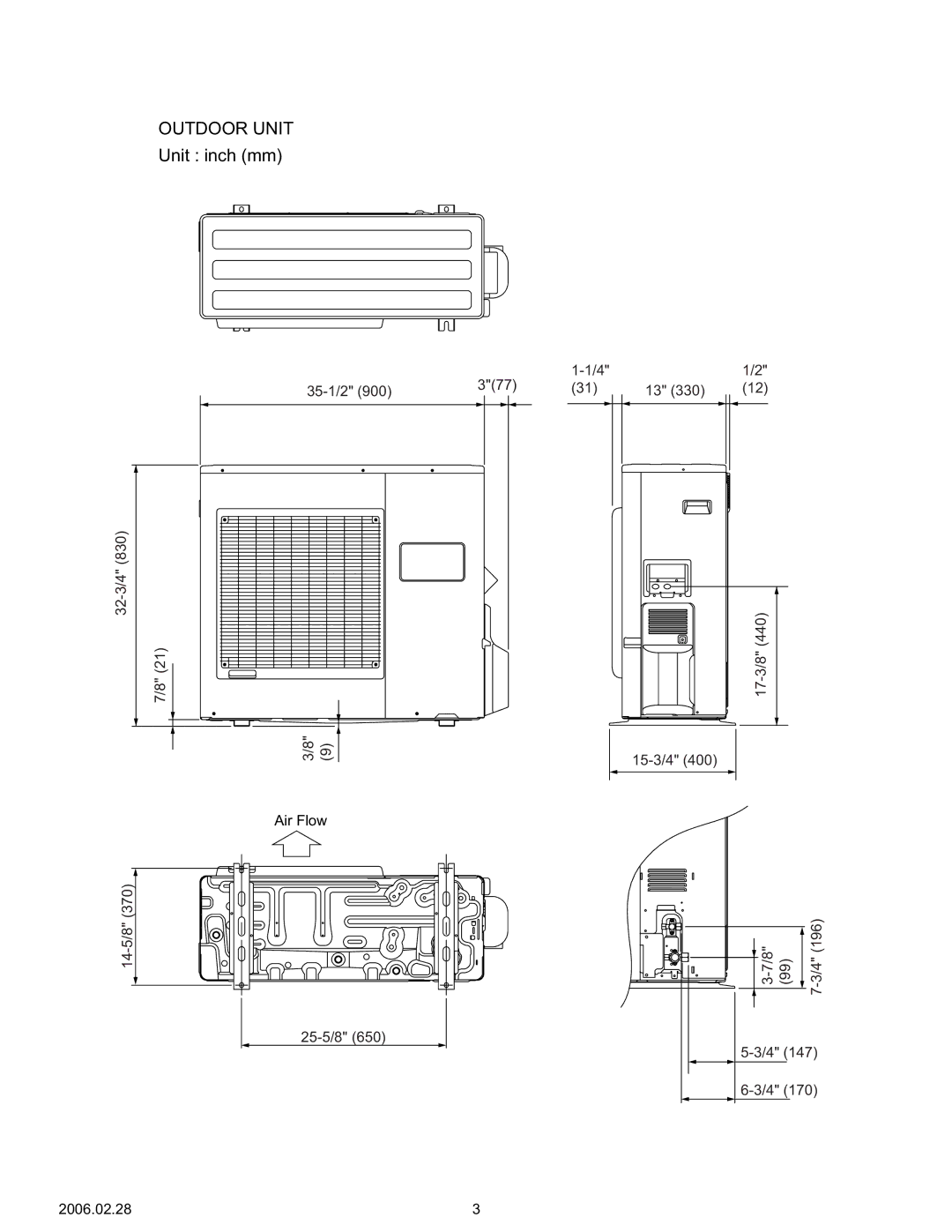 Friedrich MR36Y3F, MS36Y3F specifications Outdoor Unit 