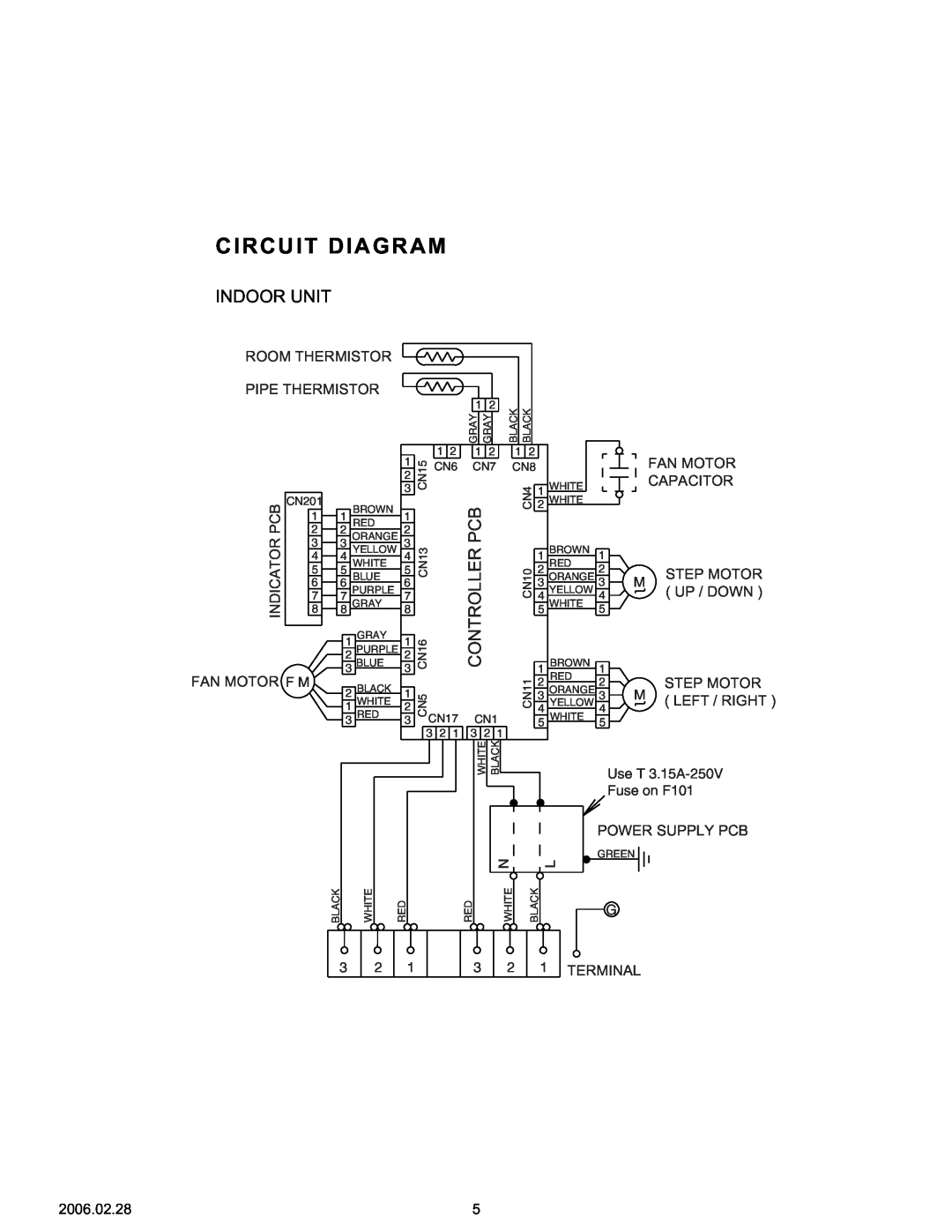 Friedrich MR36Y3F, MS36Y3F specifications Circuit Diagram, Indoor Unit 