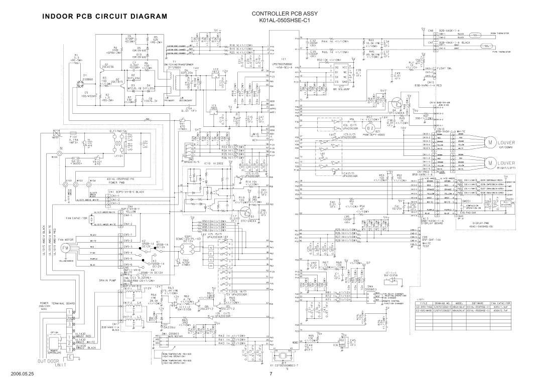 Friedrich MS24Y3F specifications Indoor PCB Circuit Diagram 