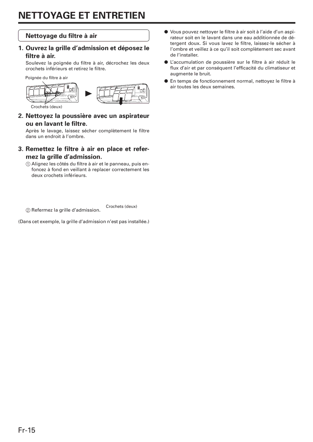 Friedrich MW09C3E, MW12C3E, MR18DC3E operation manual Fr-15 