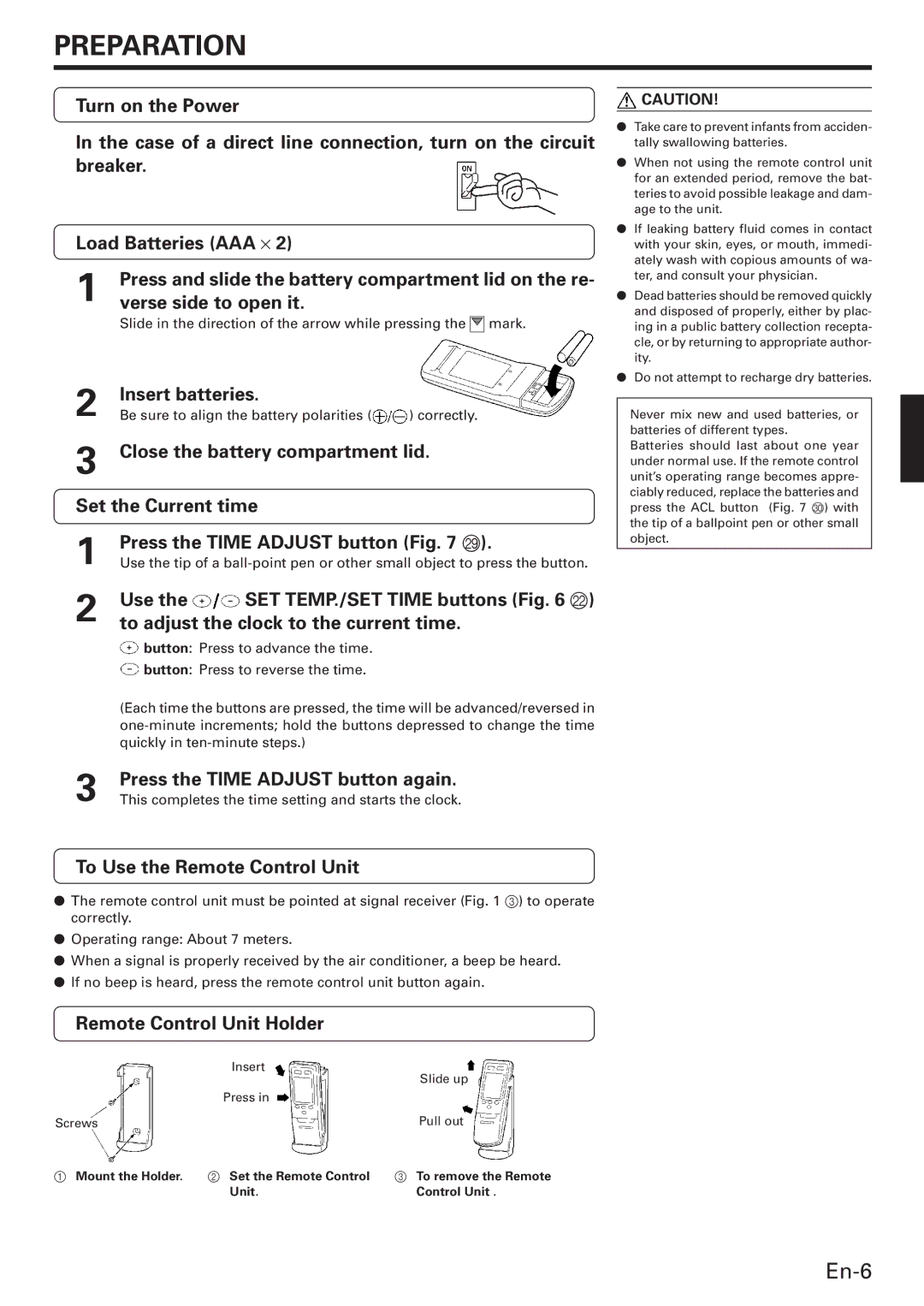 Friedrich MW09C3E, MW12C3E, MR18DC3E operation manual Preparation 