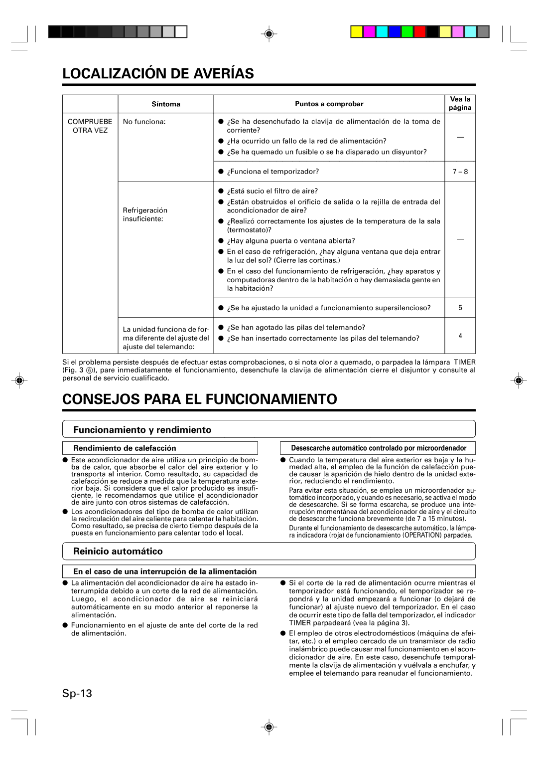 Friedrich MW09Y1F, MW12Y1F Consejos Para EL Funcionamiento, Funcionamiento y rendimiento, Reinicio automático 