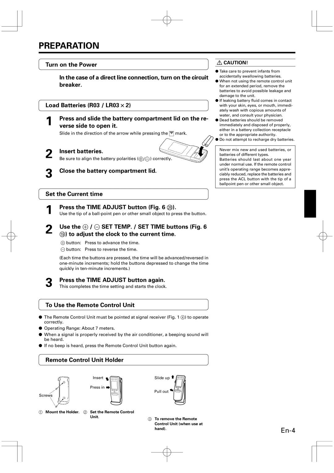 Friedrich MR09Y1F MR12Y1F, MW09Y1F, MW12Y1F operation manual Preparation 