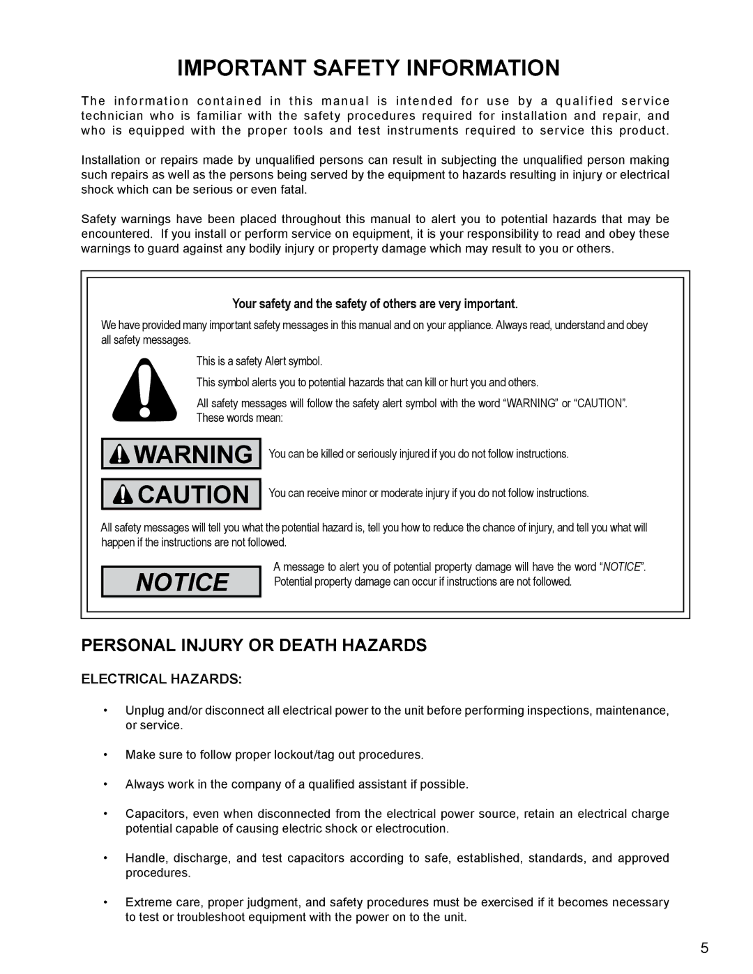 Friedrich MW09C1H, MW12C1H, MR09C1H, MR12C1H manual Important Safety Information 