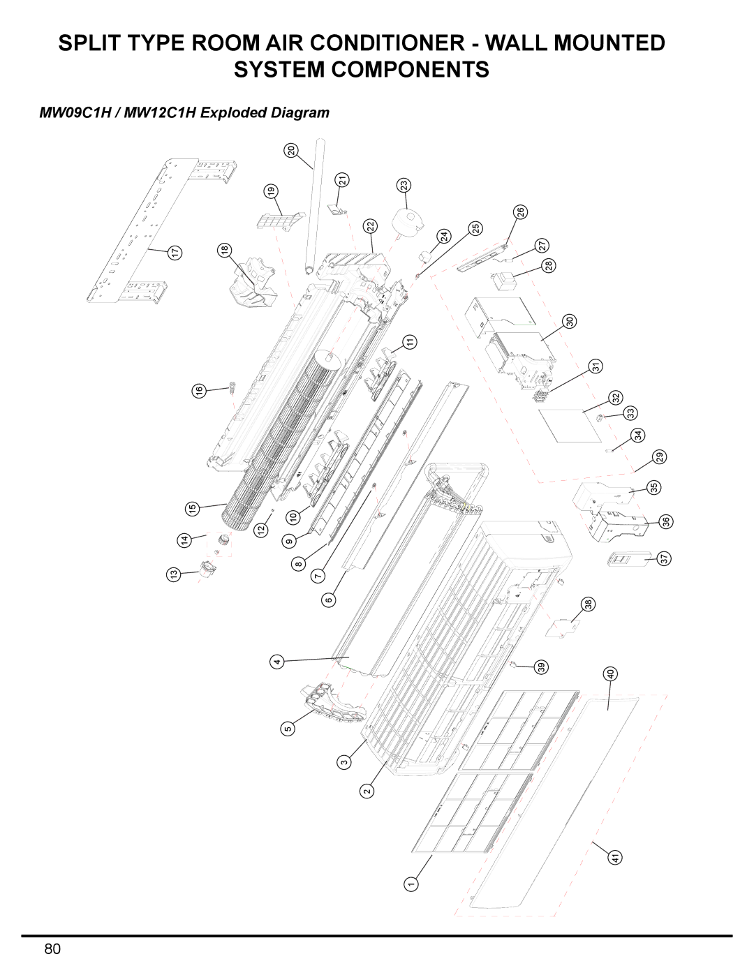 Friedrich MR09C1H, MR12C1H manual MW09C1H / MW12C1H Exploded Diagram 