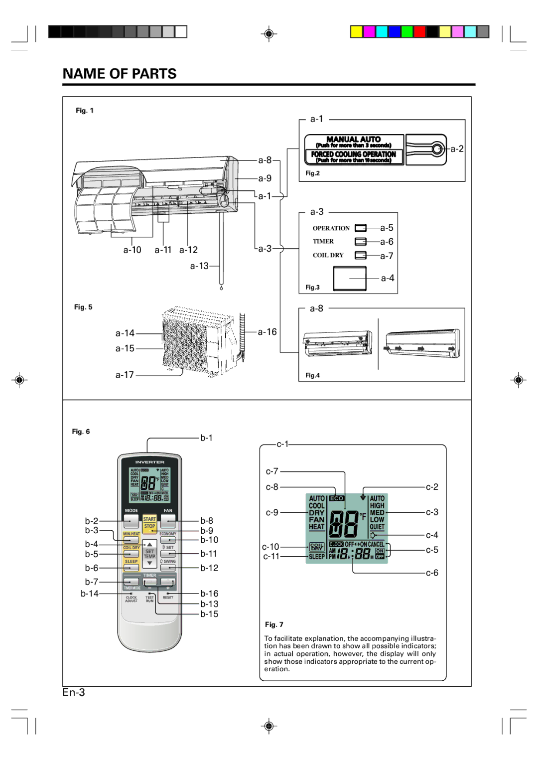 Friedrich MW12Y3H, MW09Y3H manual Name of Parts, A-9 a-1 10 a 11 a 