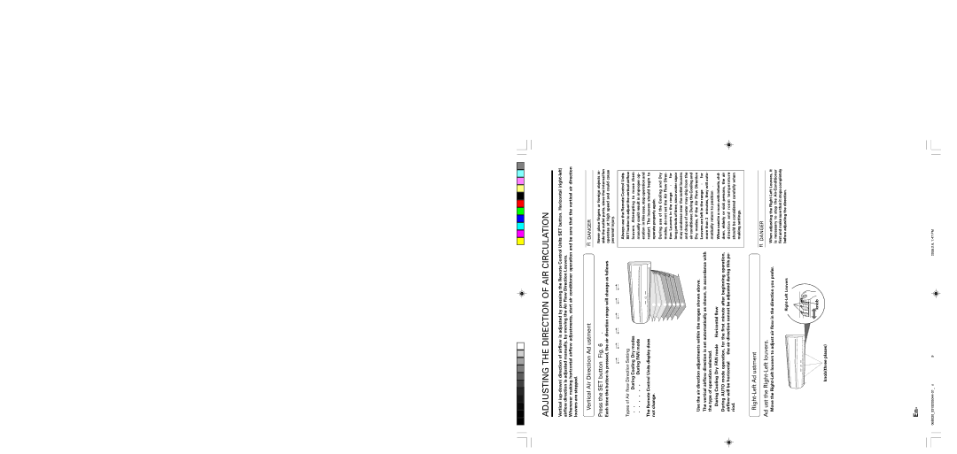 Friedrich MW18C3F Adjusting the Direction of AIR Circulation, En-9, Right-Left Adjustment Adjust the Right-Left louvers 