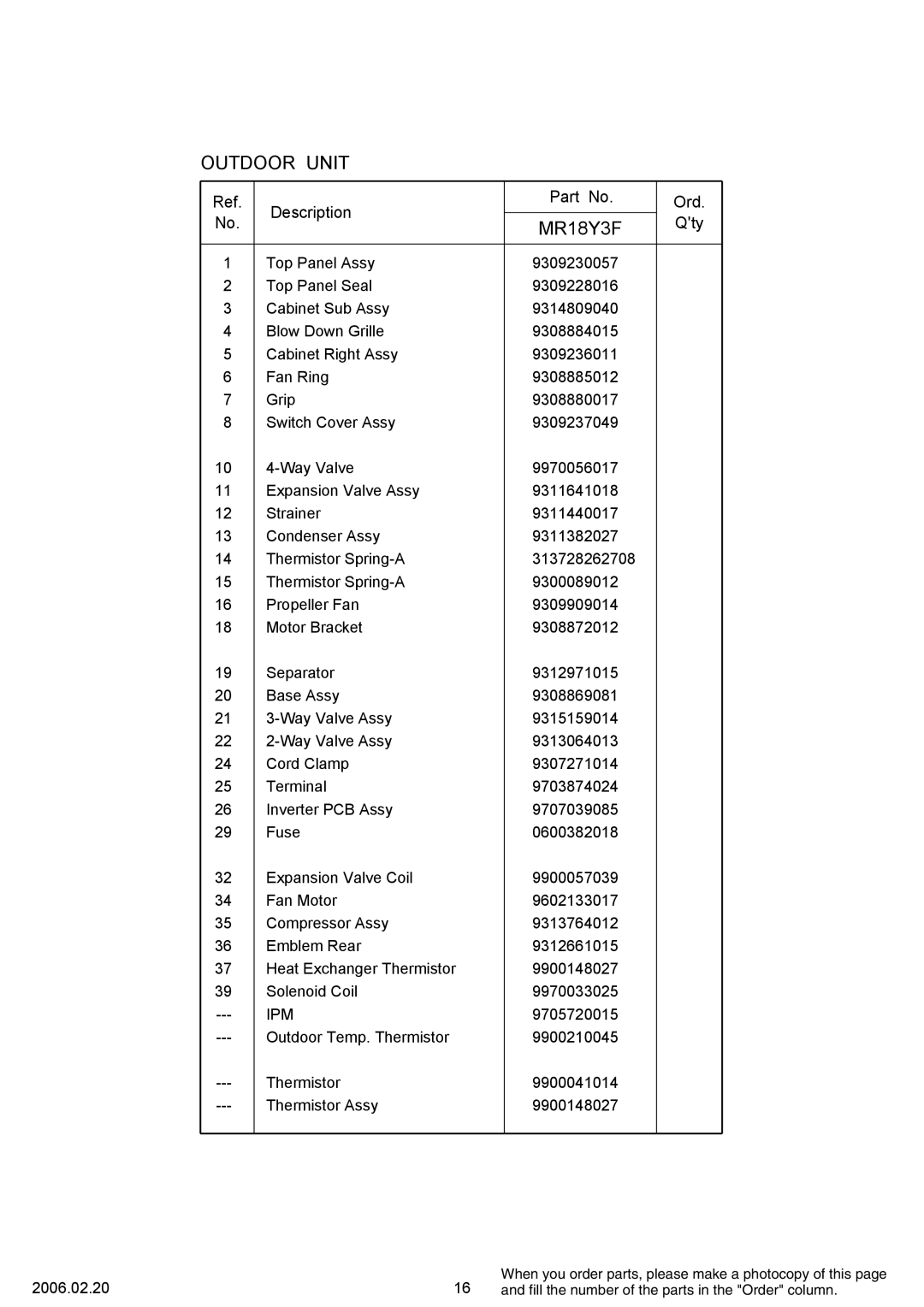 Friedrich MR18Y3F, MW18Y3F specifications 