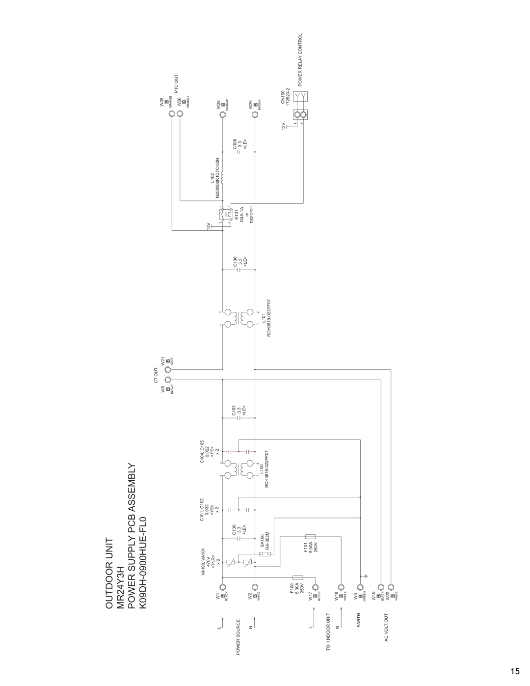 Friedrich MR18Y3H, MW18Y3H, MR24Y3H manual Ct Out, Ptc Out, Power Relay Control 