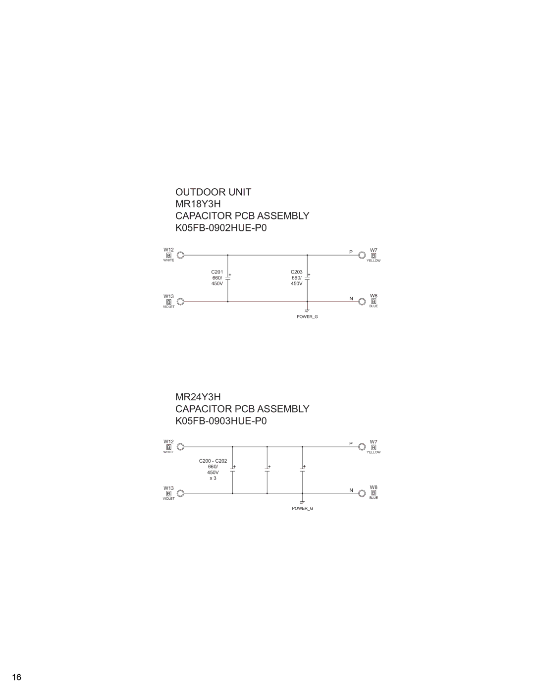 Friedrich MR24Y3H, MW18Y3H manual Outdoor Unit MR18Y3H Capacitor PCB Assembly 