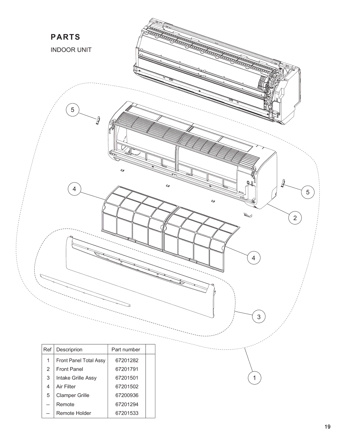 Friedrich MW18Y3H, MR24Y3H manual Parts 