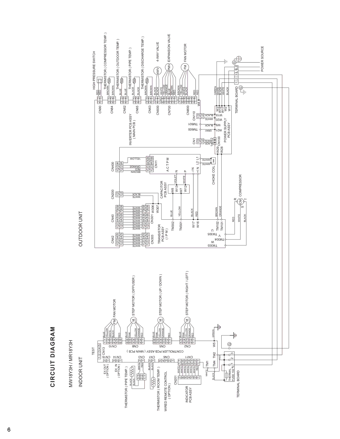 Friedrich MR24Y3H, MW18Y3H manual Circuit Diagram 