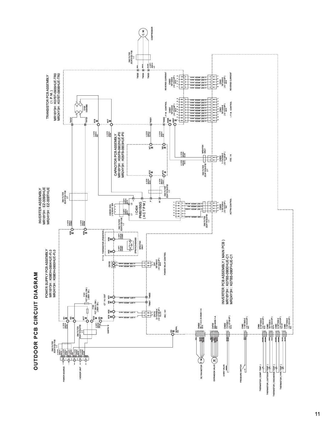 Friedrich MW18Y3H, MR24Y3H manual Outdoor Pcb Circuit Diagram 