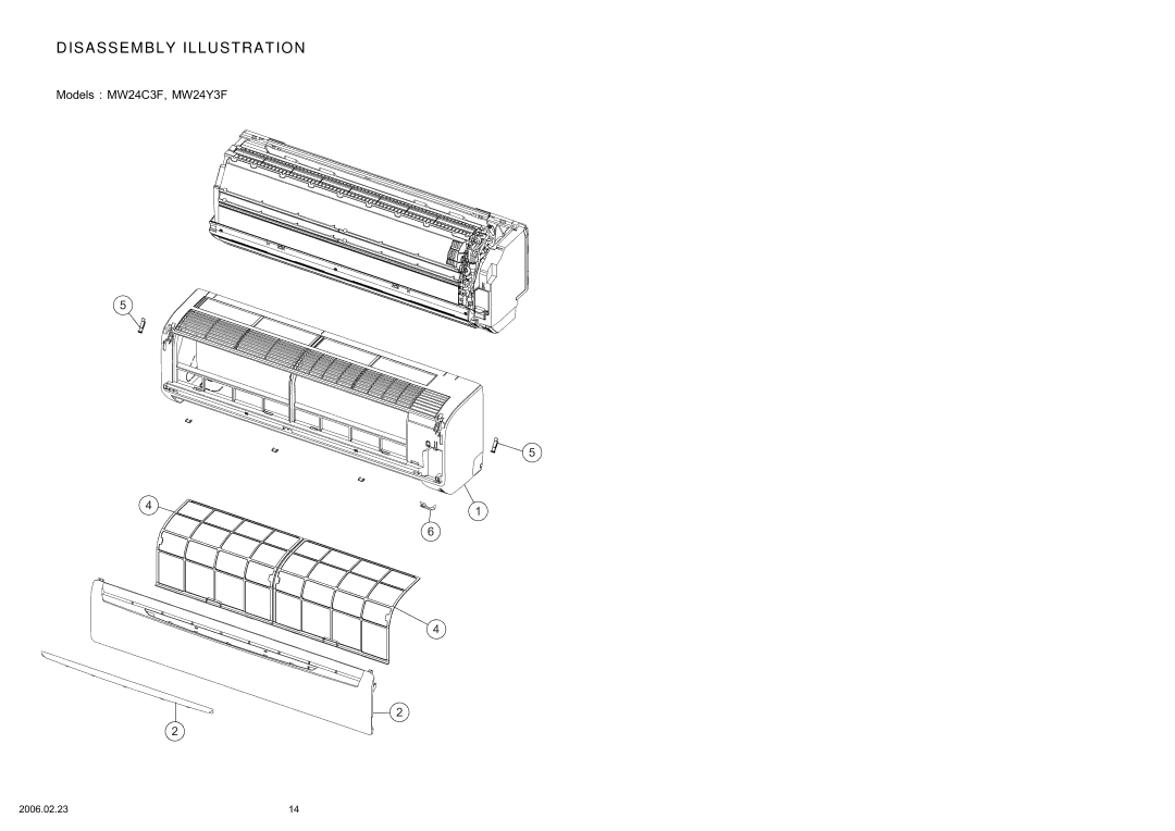 Friedrich MW24C3F, MR24C3F, MR24Y3F specifications Disassembly Illustration 