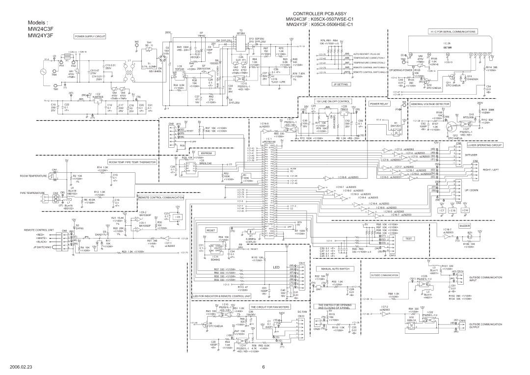 Friedrich MR24C3F, MR24Y3F specifications Models MW24C3F MW24Y3F, Controller PCB Assy 