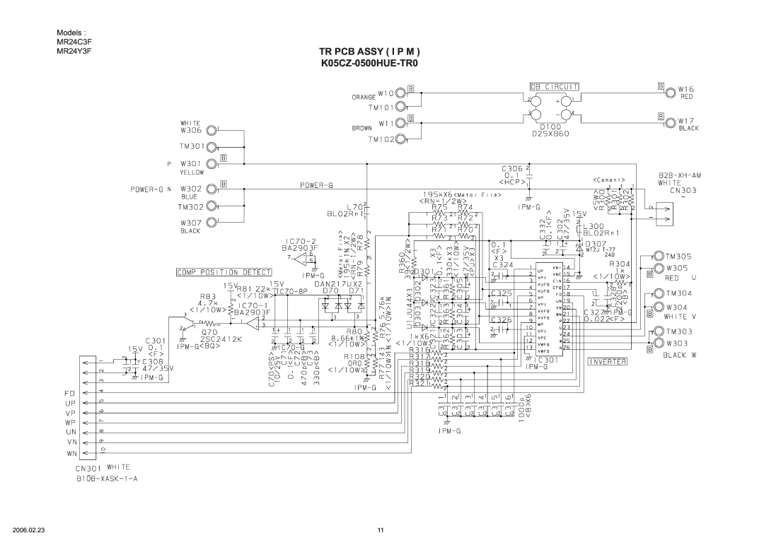 Friedrich MW24C3F specifications MR24Y3FTR PCB ASSY I P M K05CZ-0500HUE-TR0, Models MR24C3F 