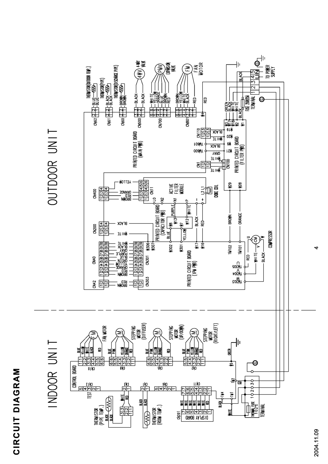 Friedrich MR24Y3F, MW24C3F, MR24C3F specifications Circuit Diagram, 2004.11.09 
