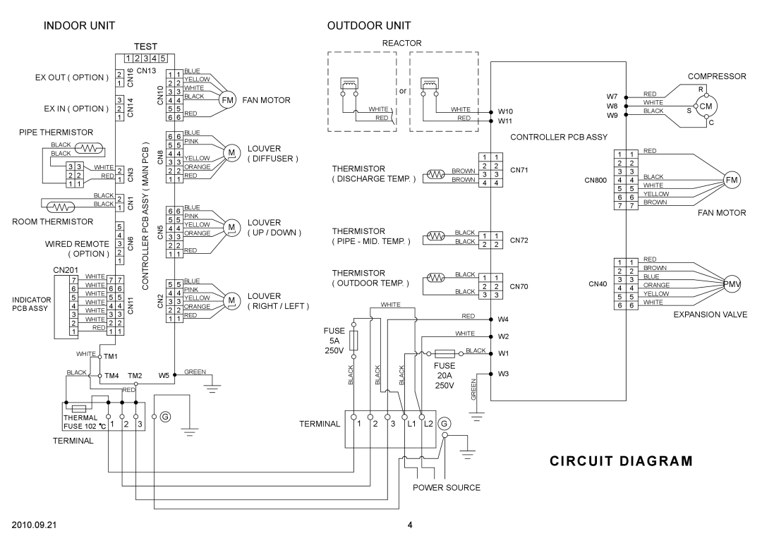 Friedrich MR24C3G, MW24C3G specifications Circuit Diagram, Outdoor Unit 