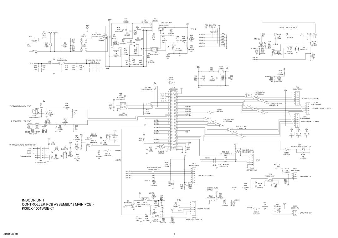 Friedrich MR24C3G, MW24C3G specifications Controller PCB Assembly Main PCB, K08CX-1001WSE-C1 