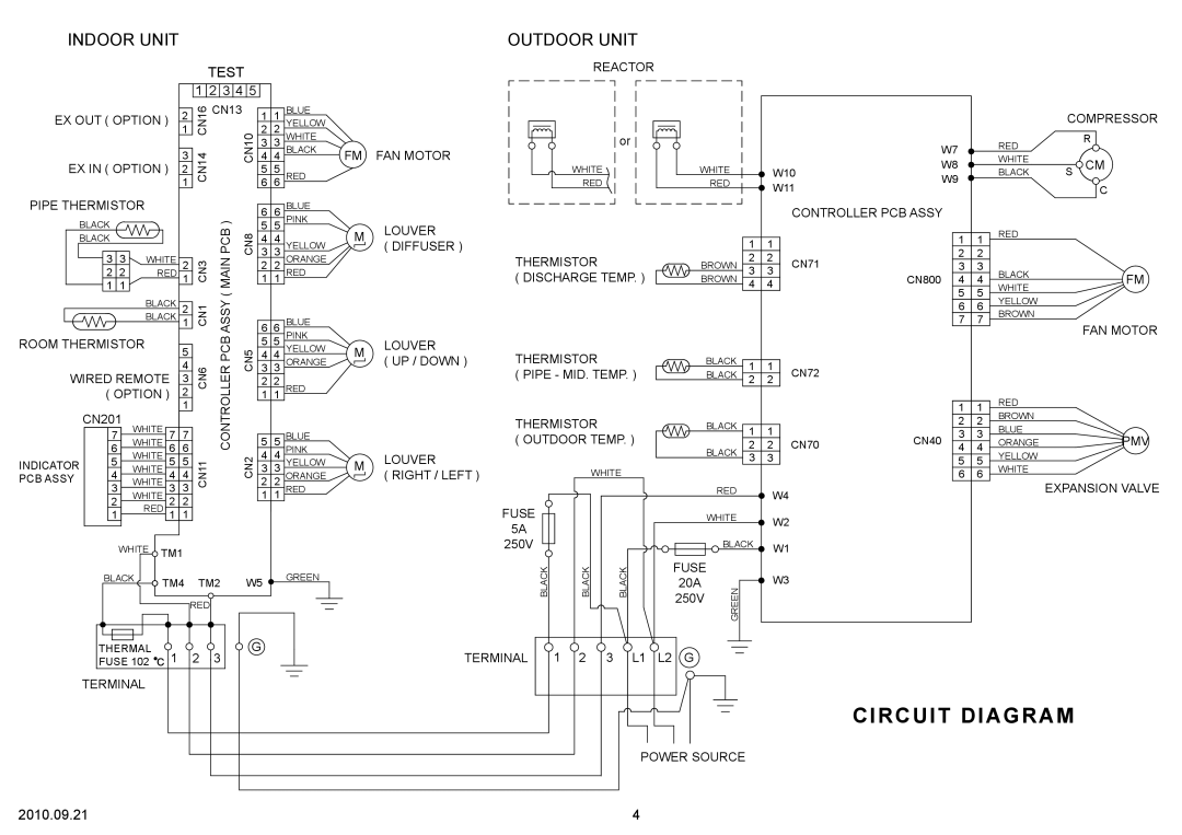 Friedrich MR24C3G, MW24C3G specifications Circuit Diagram, Indoor Unit, Outdoor Unit 