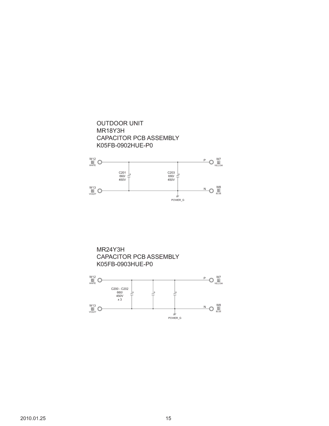 Friedrich MW24Y3H Outdoor Unit MR18Y3H Capacitor PCB Assembly, K05FB-0902HUE-P0, MR24Y3H Capacitor PCB Assembly 