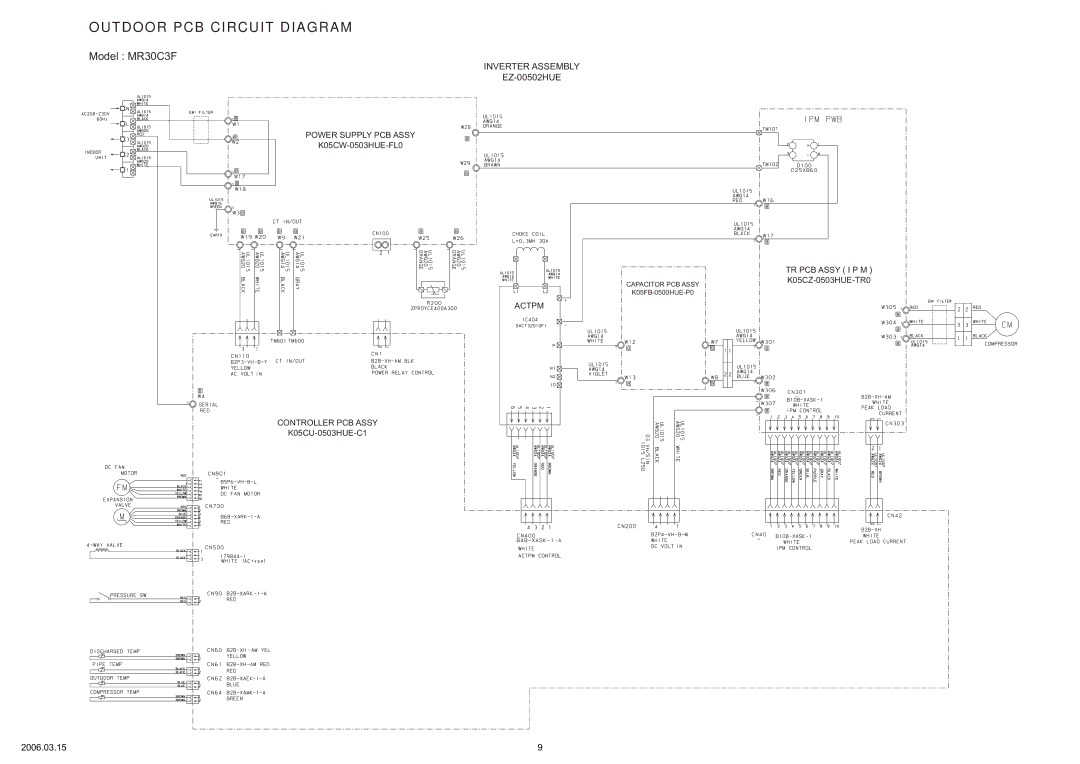 Friedrich MW30C3F, MR30C3F specifications Outdoor PCB Circuit Diagram 