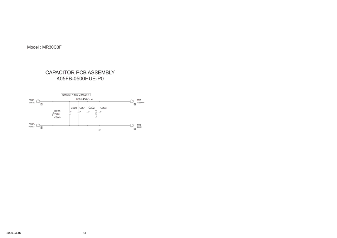 Friedrich MW30C3F, MR30C3F specifications Capacitor PCB Assembly 