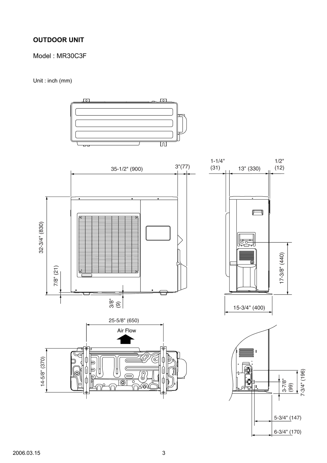 Friedrich MW30C3F, MR30C3F specifications Outdoor Unit 