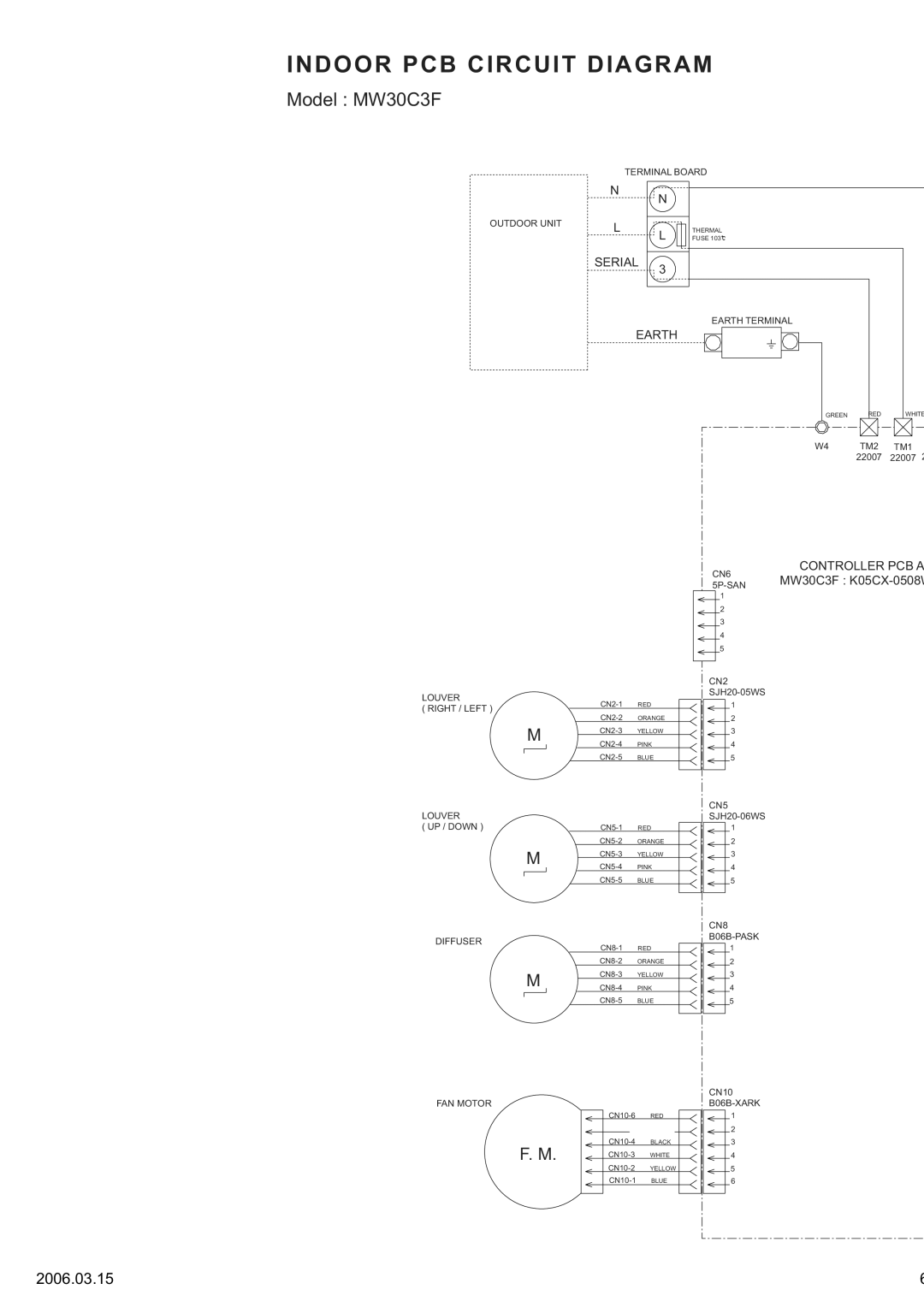 Friedrich MR30C3F, MW30C3F specifications Indoor PCB Circuit Diagram 