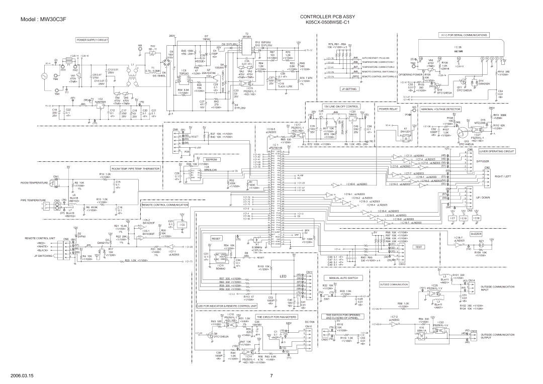 Friedrich MW30C3F, MR30C3F specifications Controller PCB Assy 