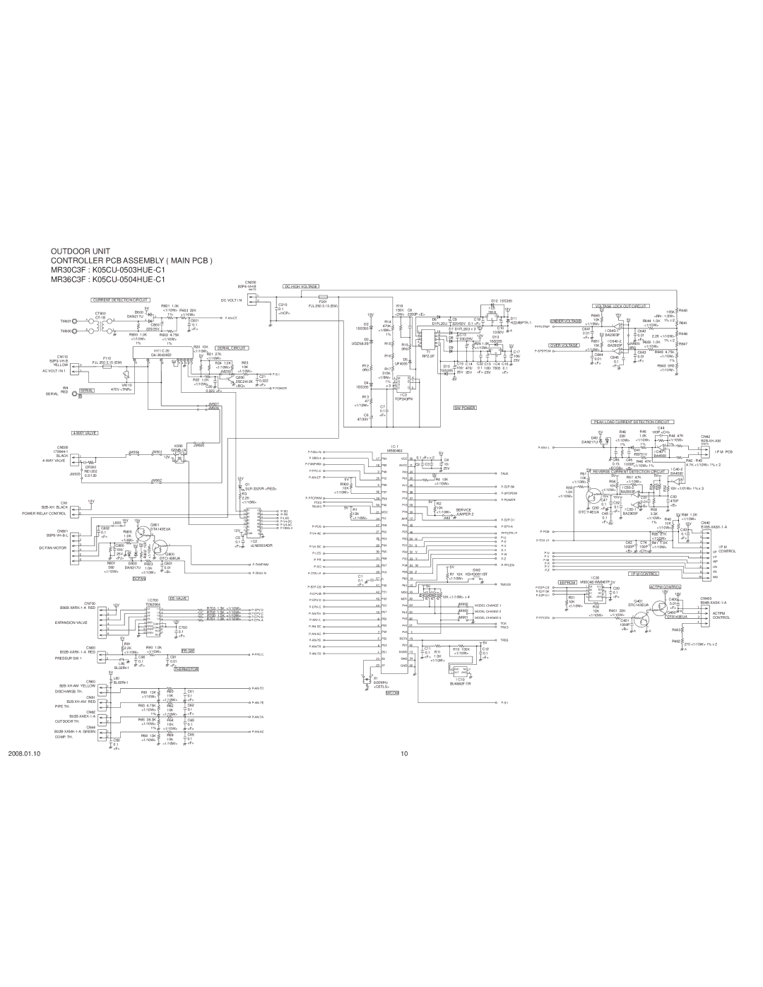 Friedrich MW36C3F Outdoor Unit Controller PCB Assembly Main PCB, MR30C3F K05CU-0503HUE-C1 MR36C3F K05CU-0504HUE-C1 