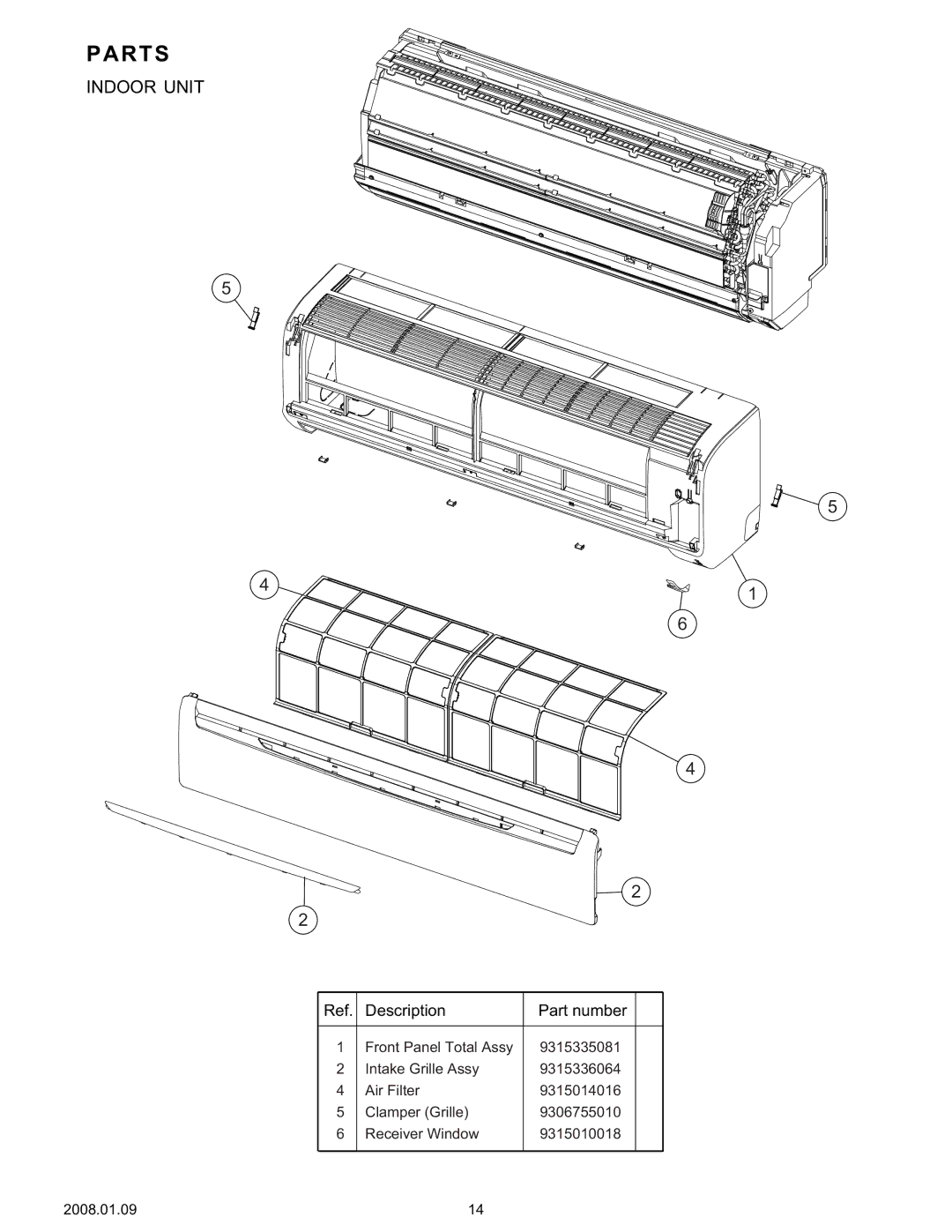 Friedrich MR36C3F, MW36C3F specifications Parts, Description 