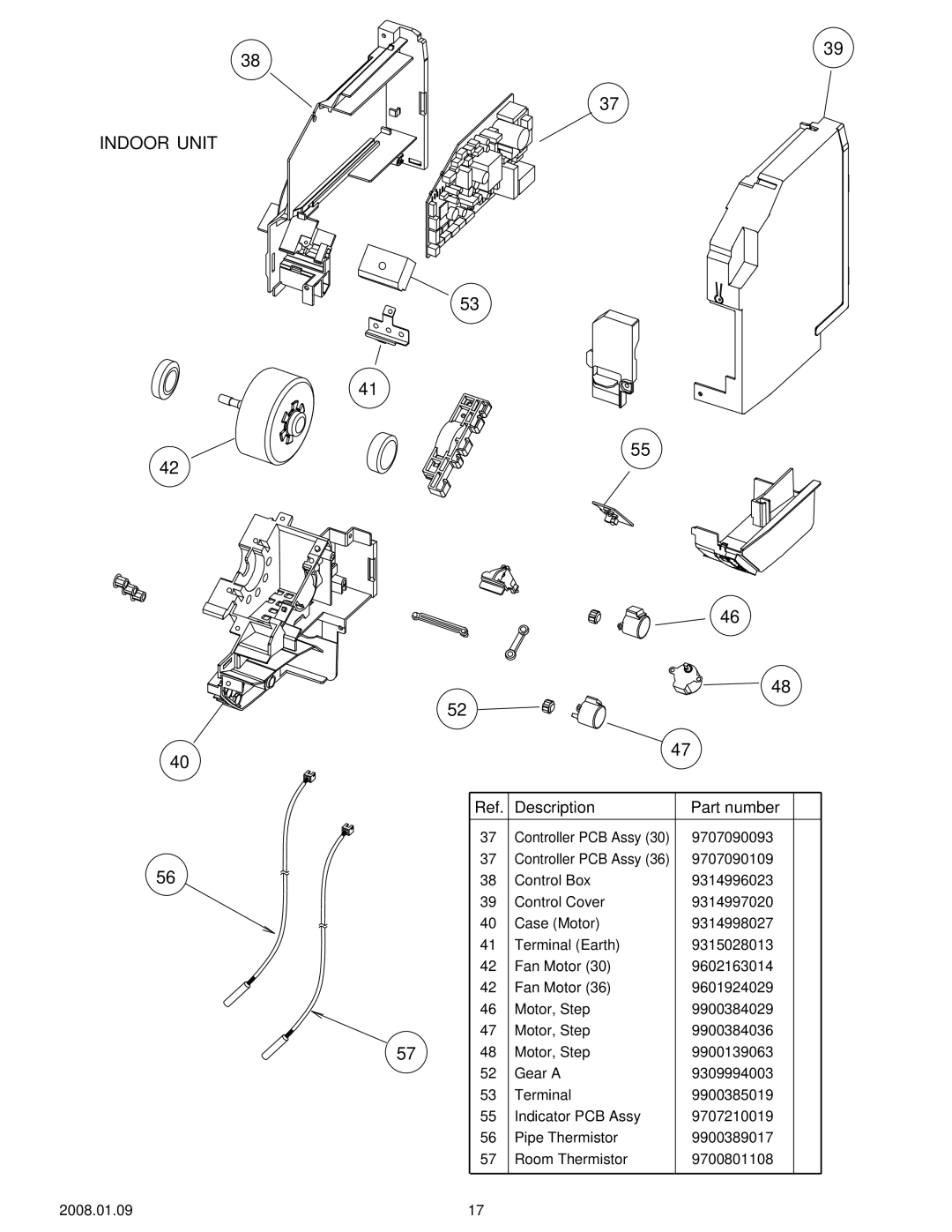 Friedrich MW36C3F, MR36C3F specifications Ref. Description Part number 