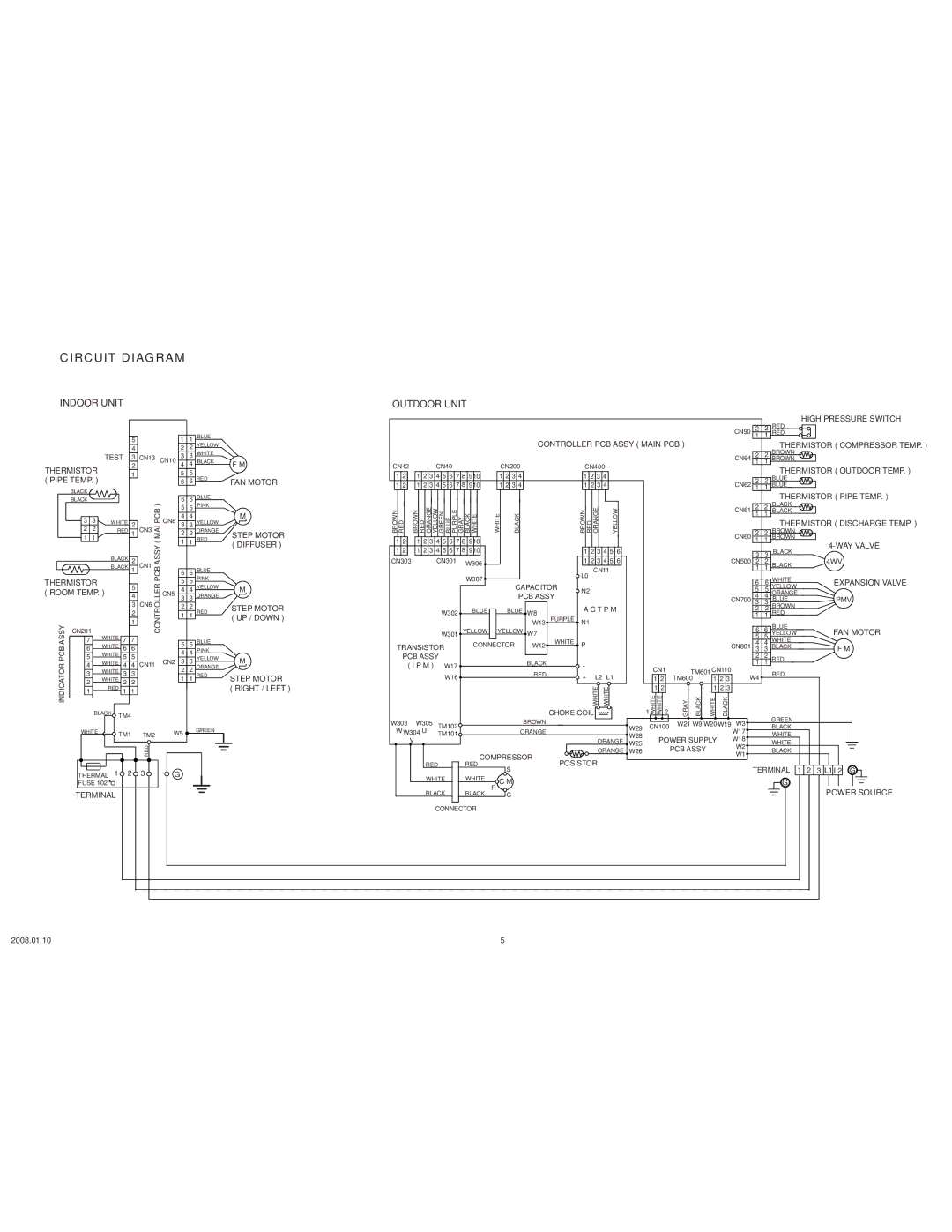 Friedrich MW36C3F, MR36C3F specifications Circuit Diagram, Indoor Unit Outdoor Unit 