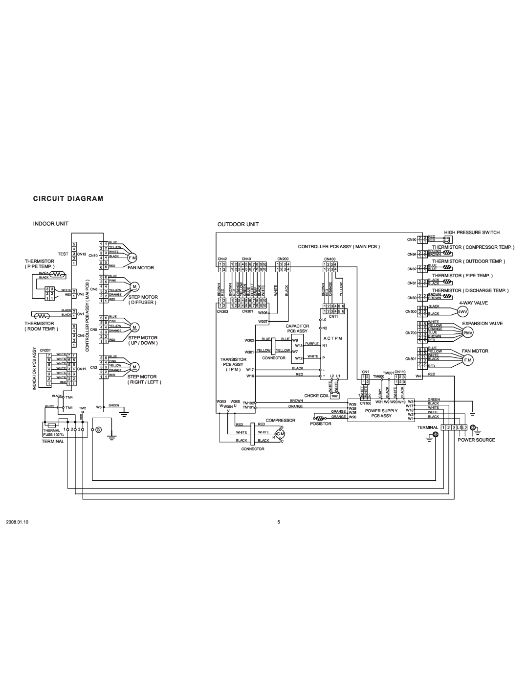Friedrich MW36C3F, MR36C3F specifications Circuit Diagram, Indoor Unit, Outdoor Unit 