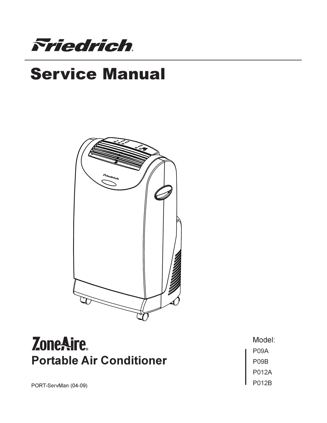 Friedrich P012A, P012B service manual Portable Air Conditioner 