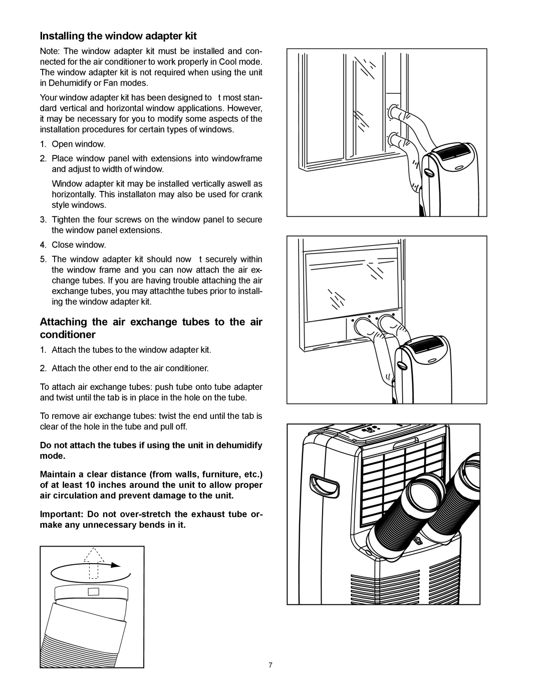 Friedrich P09A, P12A operation manual Installing the window adapter kit 