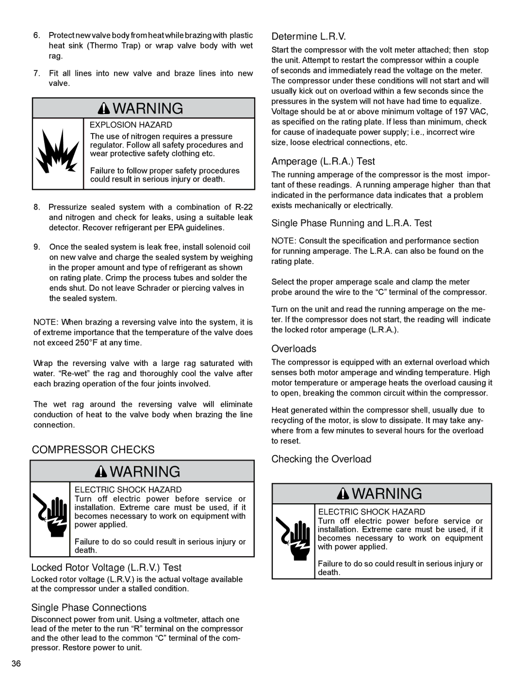 Friedrich PTAC - R410A service manual Compressor Checks 