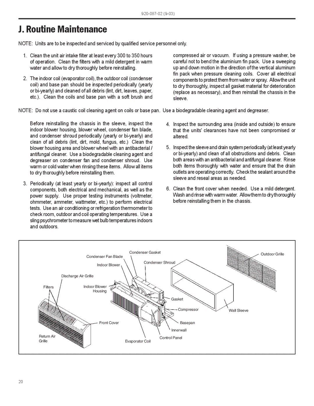 Friedrich PTAC operation manual Routine Maintenance 