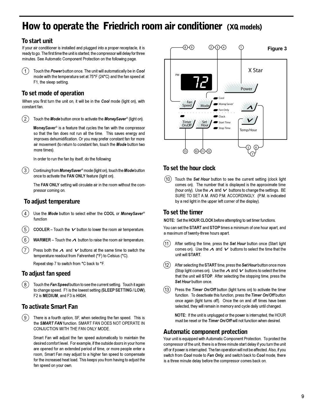 Friedrich R-410A service manual How to operate the Friedrich room air conditioner XQ models 