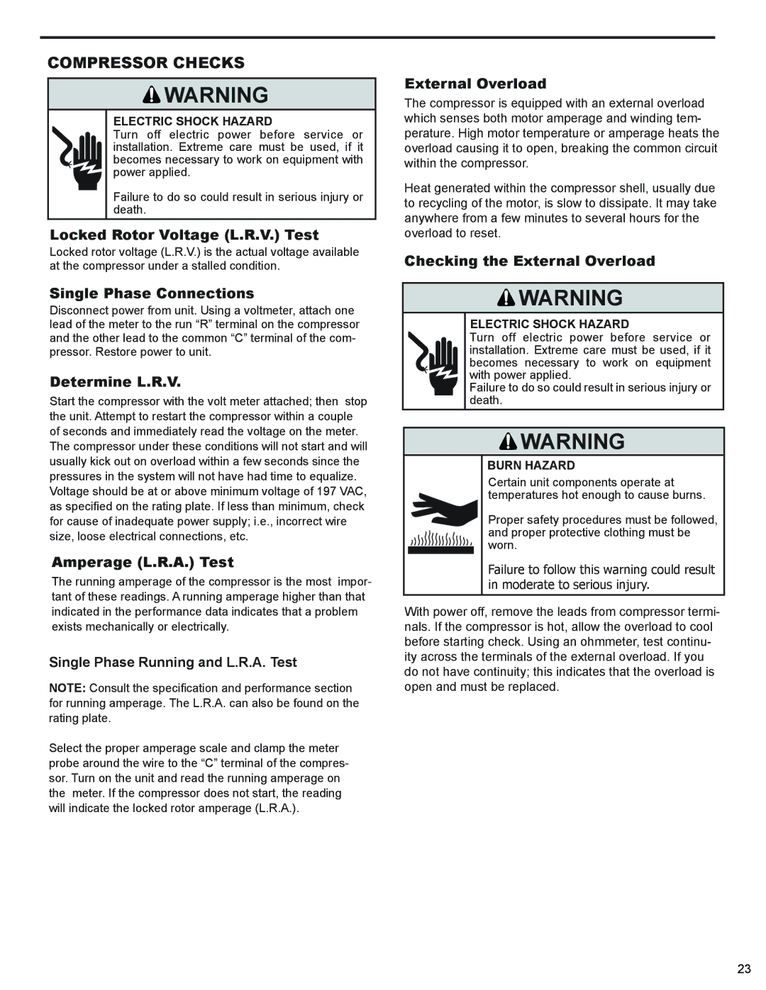 Friedrich R-410A service manual Compressor Checks 