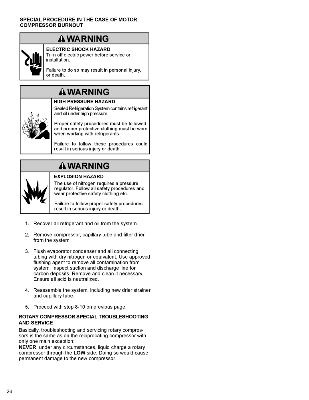 Friedrich R-410A service manual Rotary Compressor Special Troubleshooting and Service 